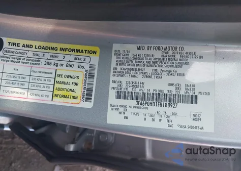 2015 Ford Fusion Se из США, поврежденный, VIN 3FA6P0HD1FR188927